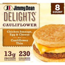 Jimmy Dean Delights Cauliflower Breakfast Sandwiches, Frozen, 4.9 oz., 8 ct.