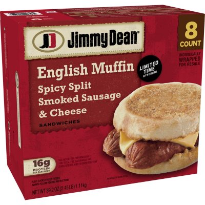 Jimmy Dean Spicy Split Smoked Sausage and Cheese Sandwiches, Frozen (8 ...