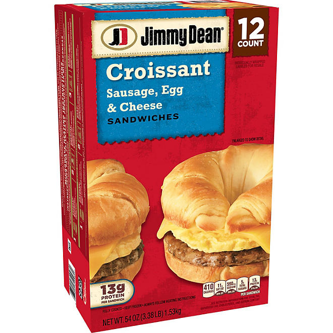 Jimmy Dean Sausage, Egg & Cheese Croissant Sandwiches, Frozen 12 ct.