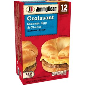 Jimmy Dean Sausage, Egg and Cheese Croissant Sandwiches, Frozen (54 oz., 12 ct.)