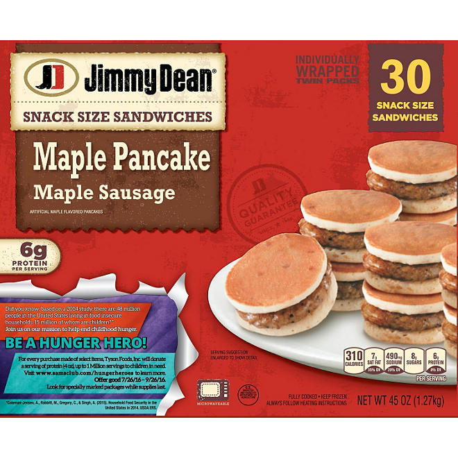 Jimmy Dean Maple Sausage Pancake Sandwiches, Snack Size (30 ct.)