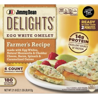 Jimmy Dean Delights Farmer's Recipe Egg White Omelet, Frozen (6 ct ...