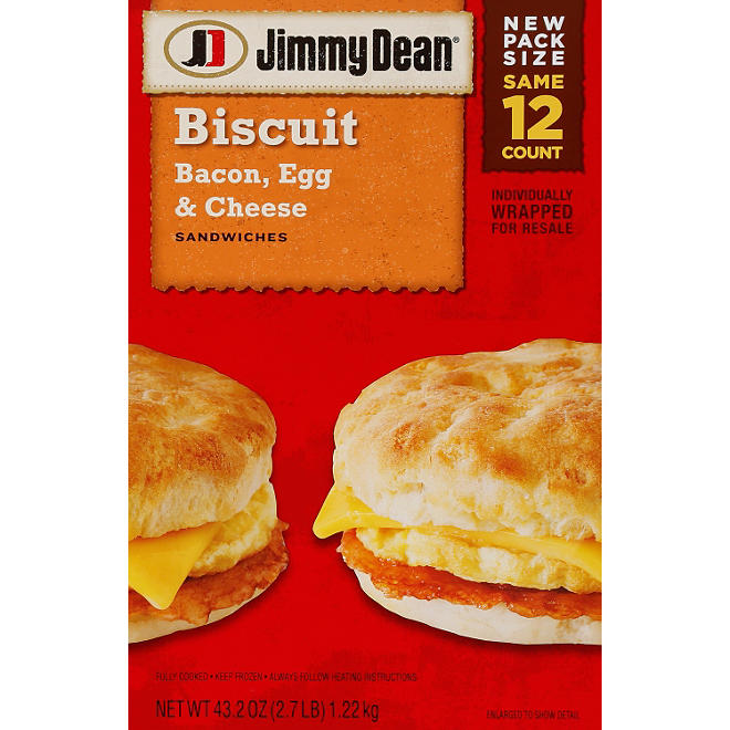 Jimmy Dean Bacon, Egg & Cheese Biscuit Sandwiches  (43.2 oz., 12 ct.)