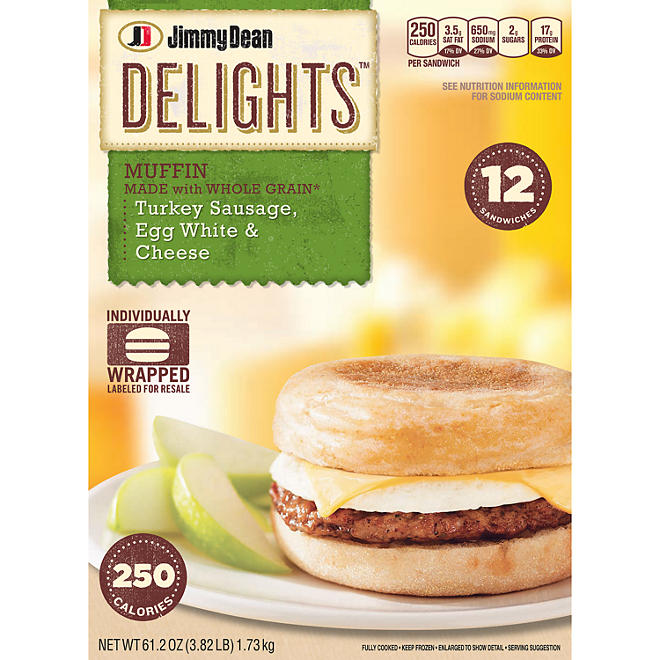 Jimmy Dean Delights Turkey Sausage, Egg White & Cheese Sandwiches - 12 ct.