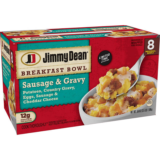 Jimmy Dean Sausage and Gravy Single-Serve Breakfast Bowls, Frozen (8 ct.)