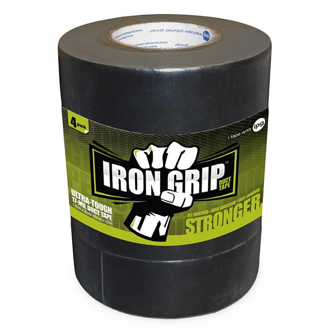 Iron Grip Duct Tape, Black, 4 Pk