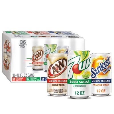 7Up, Sunkist, A&W Zero Sugar Soda Variety Pack (12 fl. oz., 36 pk.) - Sam's  Club