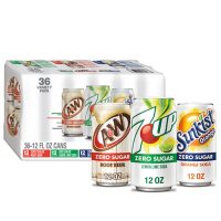 7Up, Sunkist, A&W Zero Sugar Soda Variety Pack (12 fl. oz., 36 pk.)