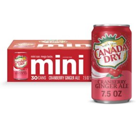 Canada Dry Cranberry Ginger Ale Soda Mini Cans (7.5 fl. oz., 30 pk.)