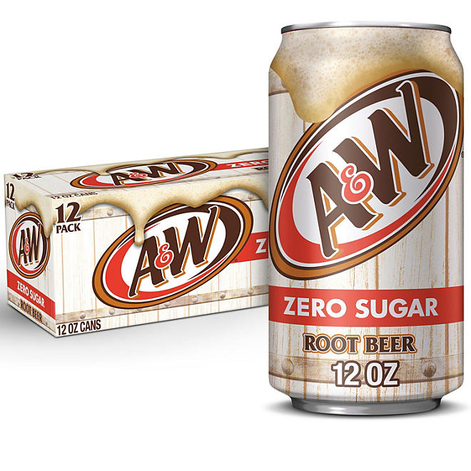 A&W Zero Sugar Root Beer Soda 12 fl. oz., 12 pk.