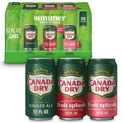 Canada Dry Ginger Ale Soda Summer Variety Pack 12 fl. oz., 36 pk.