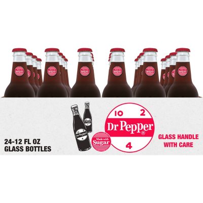 Dr Pepper Real Sugar Soda 12 Oz Glass Bottle (Pack of 6, Total of 72 Oz)