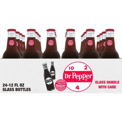 Dr. Pepper 10-2-4 Real Sugar Glass Bottles Soda 12PK