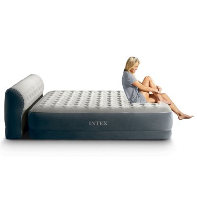 Intex Queen Dura Beam Deluxe Series Comfort Headboard Airbed with 