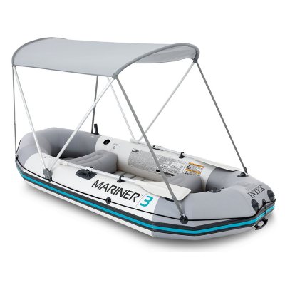 Intex Mariner 3 Person Inflatable Dinghy Boat & Oars Set + Boat Motor Mount  Kit