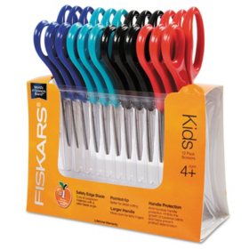 Fiskars - Children's Safety Scissors - Pointed - 5" Length - 1-3/4" Cut - 12/Pack
