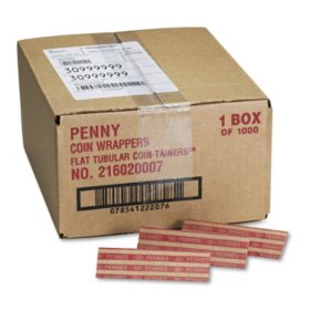 Coin-Tainer Company Pop-Open Flat Paper Coin Wrappers - Pennies - 1,000 ct.