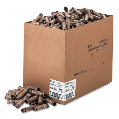 Coin-Tainer Company - Preformed Tubular Coin Wrappers, Nickels, $2 - 1000 Wrappers/Box - Sam's Club