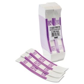 Coin-Tainer Company Self-Adhesive Currency Straps, Violet, $2,000 in $20 Bills (1000 bands/box)