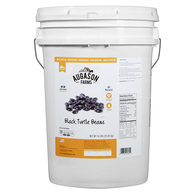 Augason Farms Black Turtle Beans (42 lb. pail)