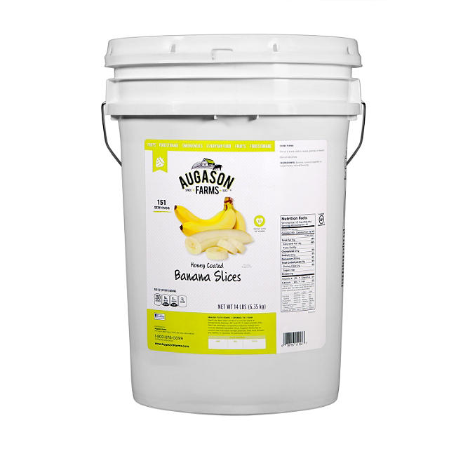 Augason Farms Honey-Coated Banana Slices (14 lb. pail)