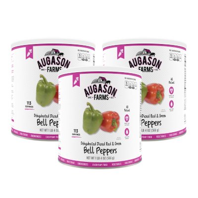 Augason Farms Dehydrated Diced Red & Green Bell Peppers - 20 oz can