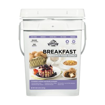 This four-gallon emergency food pail includes some of our most popular  breakfast entrees and a delicious dry powdered