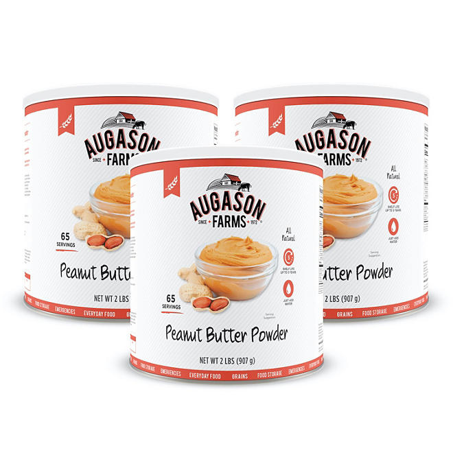 Augason Farms Dehydrated Peanut Butter Powder (#10 can, 3 pk.)
