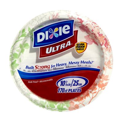 Dixie Paper Plates, 10 1/16 inch, Dinner Size Printed Disposable