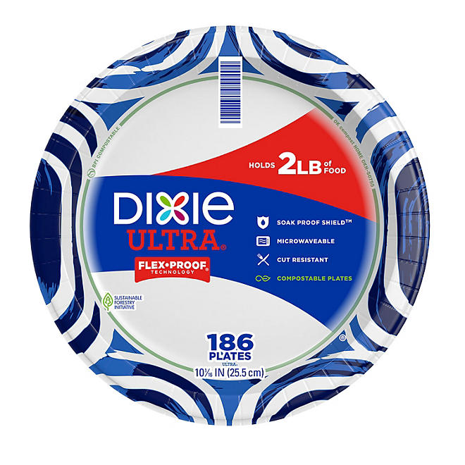 Dixie Ultra Heavyweight Dinner Paper Plates, 10", 186 ct.