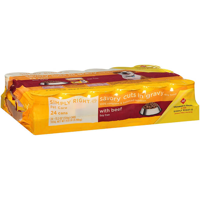 Simply Right Savory Cuts in Gravy with Beef Dog Food (13.2 oz., 24 ct.)