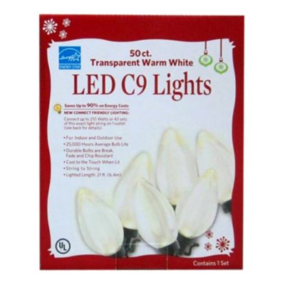 50 ct. Transparent Warm White LED C9 Lights