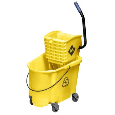 Wet Floor Sign Wet Mop Kit with 36 Qt and Handle Mop Head Yellow Mop Bucket