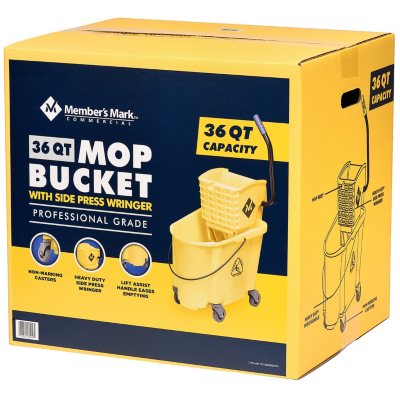 36 Qt. Gray Heavy-Duty Mop Bucket with Side Wringer and Wheels