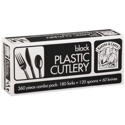 Bakers & Chefs Black Plastic Cutlery Combo Pack 360 pcs. Sam's Club