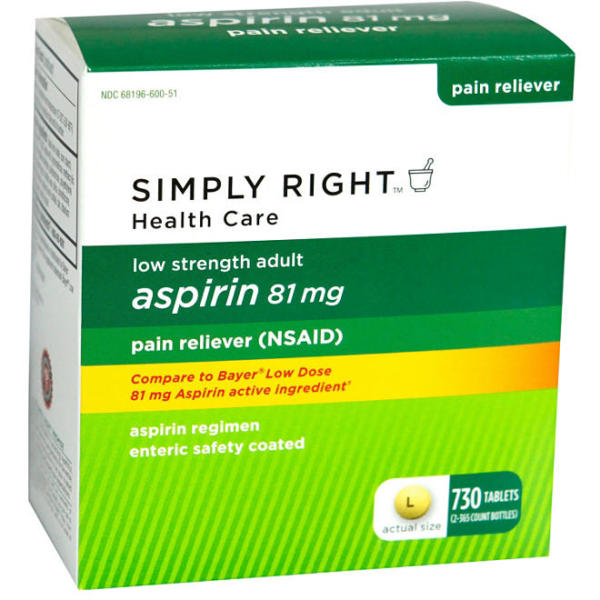 Simply Right Adult Aspirin - 81mg - 730 ct.