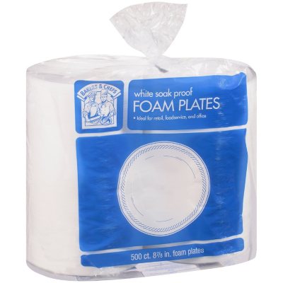 Bakers & Chefs White Foam Plates - 500 ct. - Sam's Club