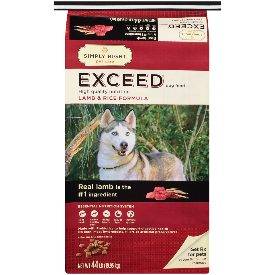 Simply Right Exceed Lamb and Rice Formula Dog Food 44 Lb