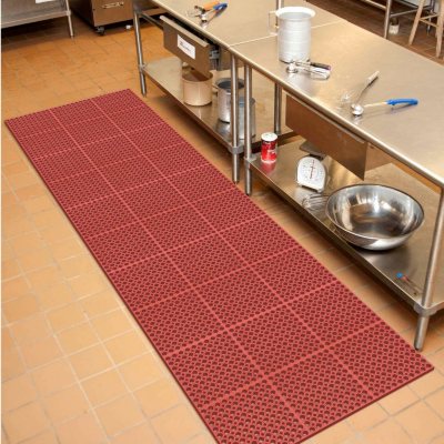 Serve Secure Red Rubber Floor Mat - Anti-Fatigue, Grease
