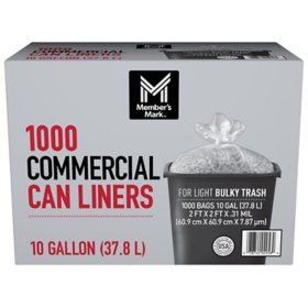 Member's Mark 10 Gallon Commercial Trash Bags 1000 ct.