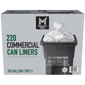 Member's Mark 50 Gallon Commercial Trash Bags 220 ct.