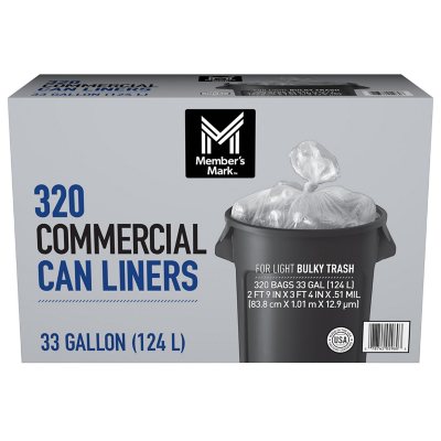 33 Gallon Large Commercial Trash Bags, Heavy Duty Black Trash Bags