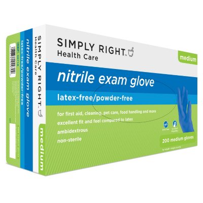 Simply Right Nitrile Exam Disposable Gloves - Latex Free Free - Size Medium - gloves - Sam's