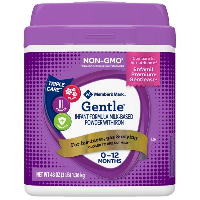 Member's Mark Gentle Baby Formula Milk-Based Powder With Iron (48 oz.) - Sam's  Club