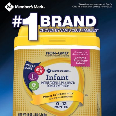 Member's Mark Infant Formula Milk-Based Powder with Iron (48 oz.) - Sam's  Club