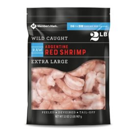 Member's Mark Raw Argentine Red Shrimp, Frozen (2 lbs., 16-30 shrimp per pound)