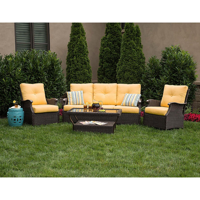 Member's Mark Stockton Deep Seating Set with Premium Sunbrella® Fabric in Cornsilk Yellow - 4 pcs.