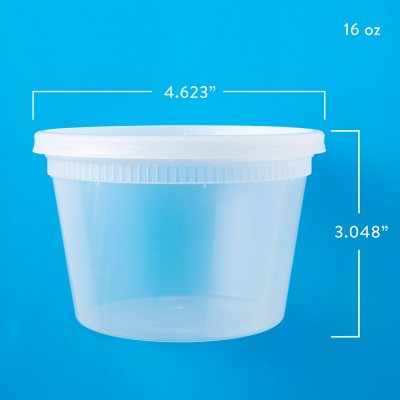 4 16 oz. Recycled Plastic Square Container, Clear, 480 ct.