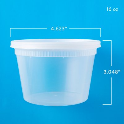 4 16 oz. Recycled Plastic Square Container, Clear, 480 ct