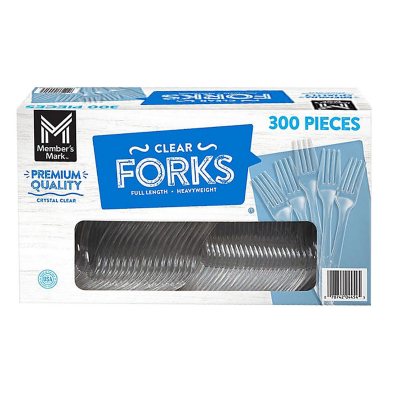 Member's Mark Clear Plastic Forks Heavyweight 300 Ct.